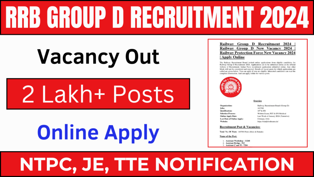 RRB Group D NTPC JE TTE Recruitment