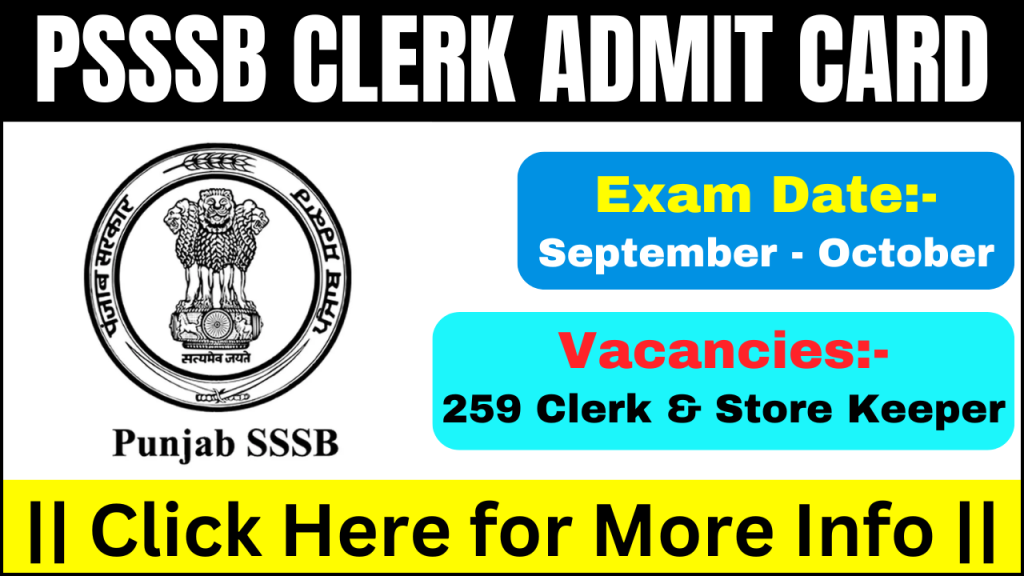 PSSSB Clerk Admit Card