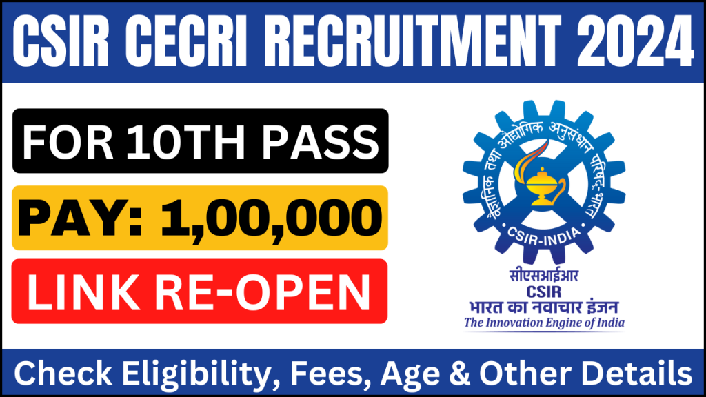 CSIR CECRI Recruitment 2024